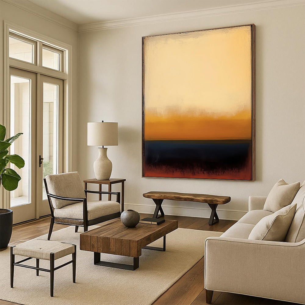 “Beige - Gold - Blue Gradient” - Minimalist Color Field Art CT1948