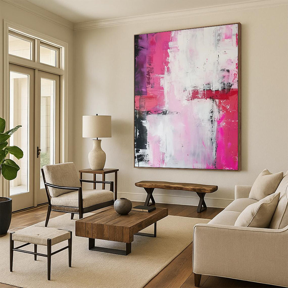 “Pink - Purple Abstract Textures” - Abstract Expressionist Painting On Canvas DTP114