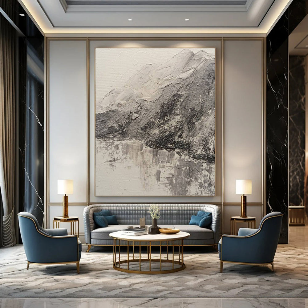 “Black - White Textured Landscape” – Impasto Landscape Painting CT1200