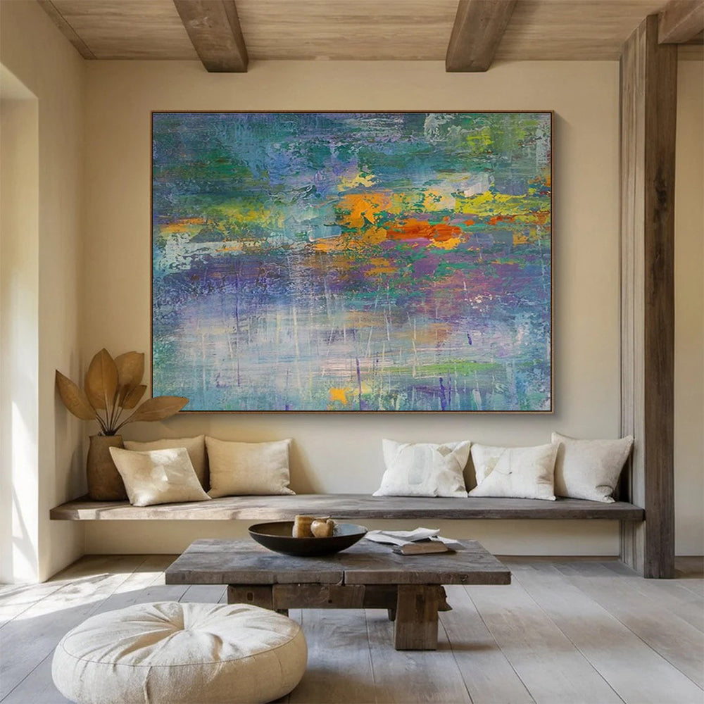 “Color Stream Abstraction” - Multicolor, Layered Abstract Expressionist Painting On Canvas DKH714