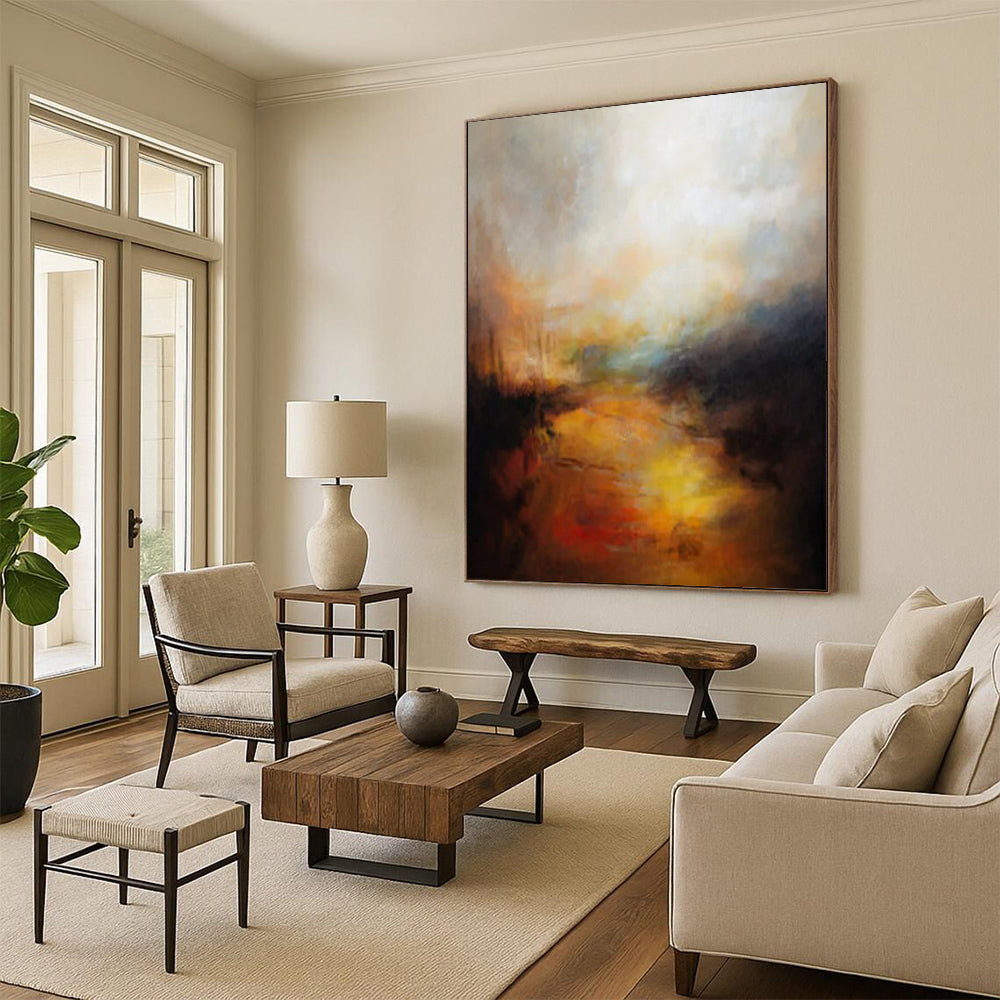 “Warm - Toned Abstract Landscape” - Abstract Painting On Canvas CT2333