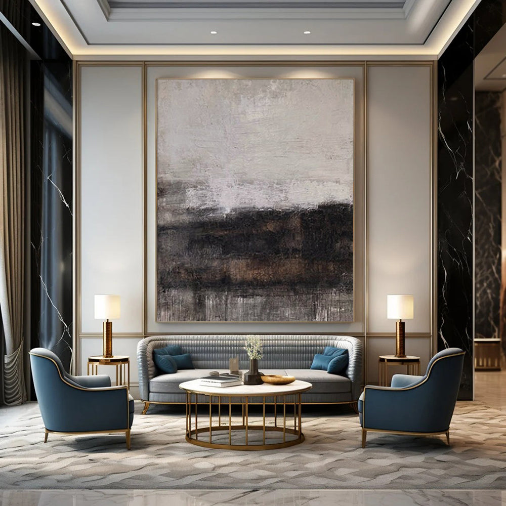 “Gray - Black Textured Horizons Repeat” – Abstract Repeat Landscape Art CT0983