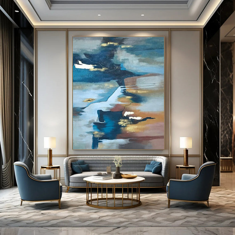 “Blue, Brown, Gold Flowing Realm” – Color - Blended Abstract Art CT1006