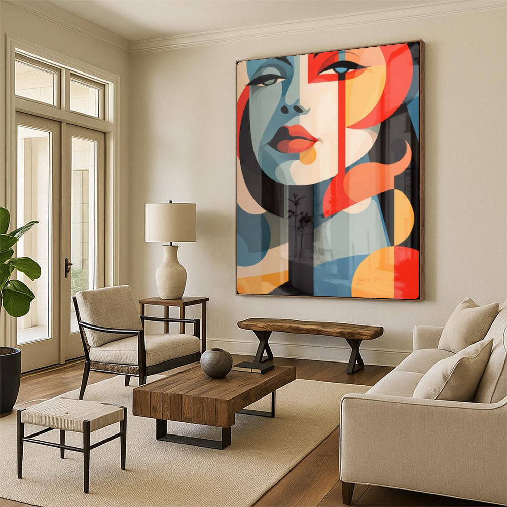“Colorful Geometric Portrait” – Cubist - Inspired Digital Art On Canvas CT2172