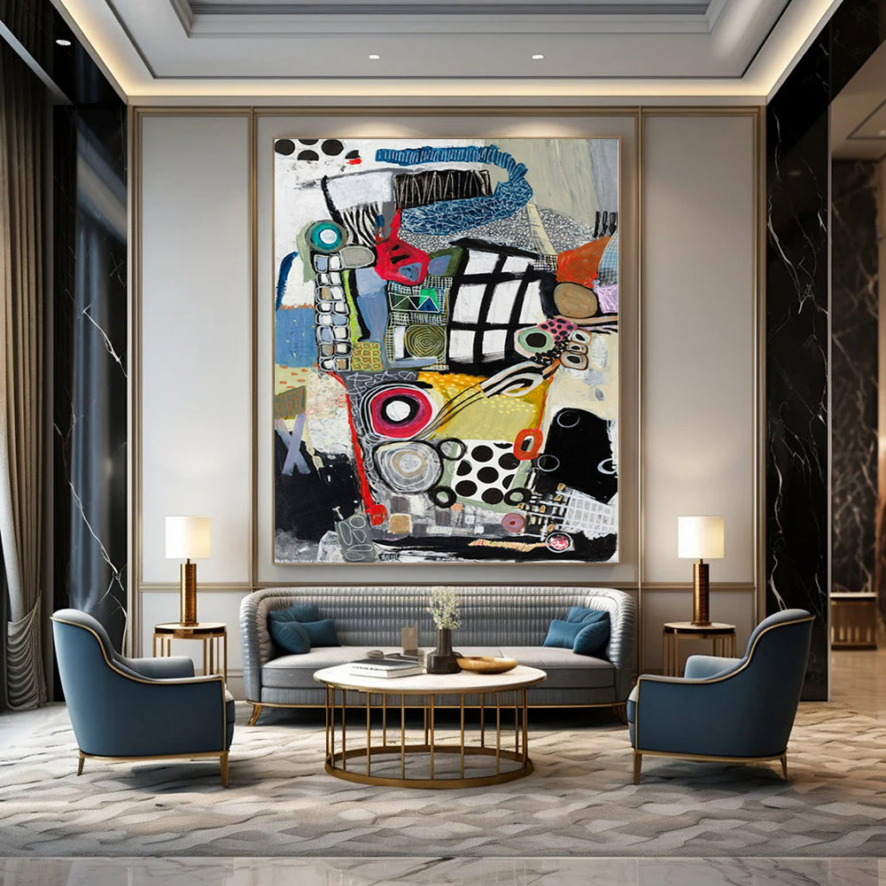 “Eclectic Colorful Abstract Collage” – Mixed - Media Abstract Art CT1172