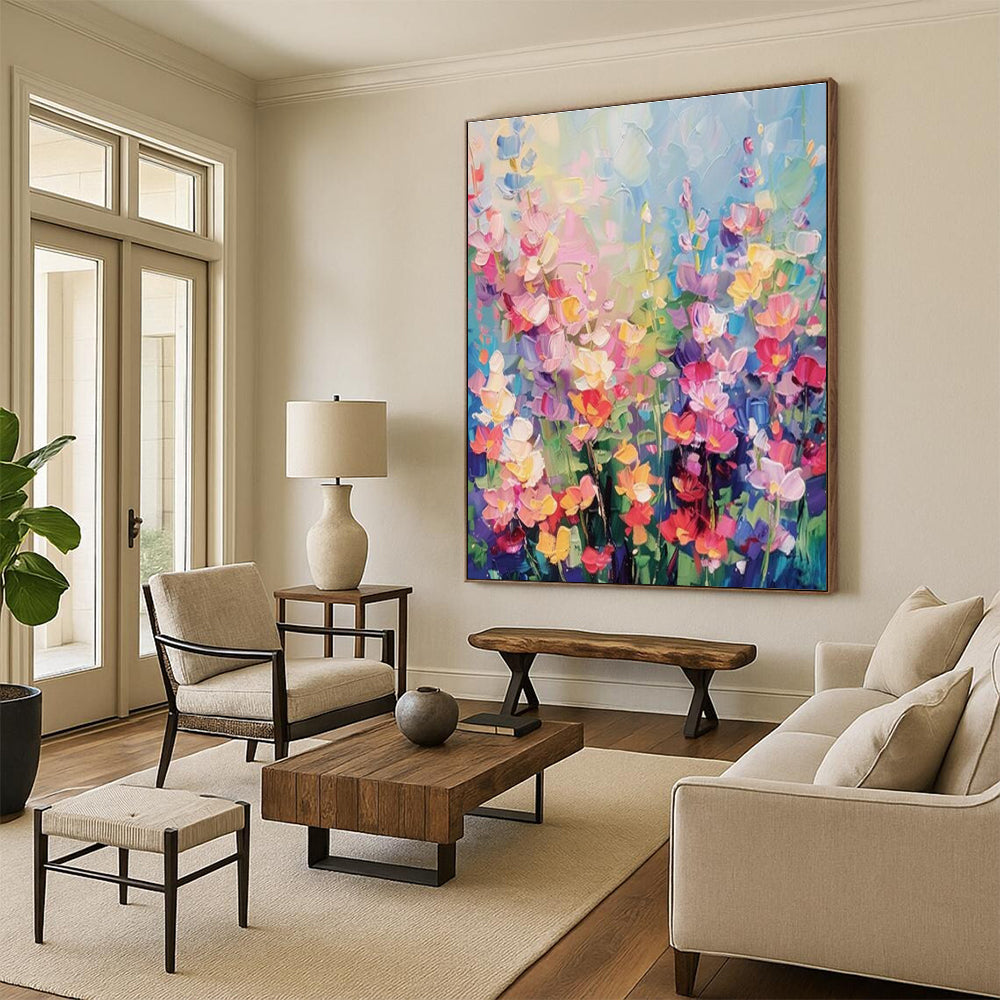 “Vibrant Floral Hues, Impasto Flowers” - “Blooming Symphony”,Impasto Oil Painting CT0694