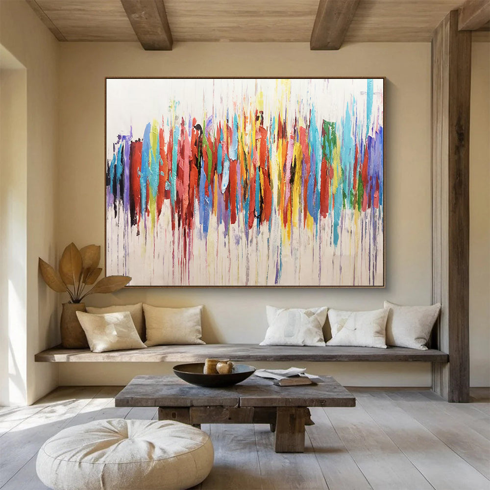 Colorful Dripping Strokes - Abstract Expressionist Painting On Canvas DLZ211