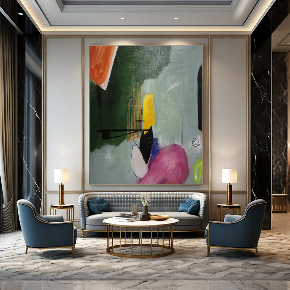 Color - Block Geometric Abstraction - Cubism - Inspired Acrylic Painting CT1405