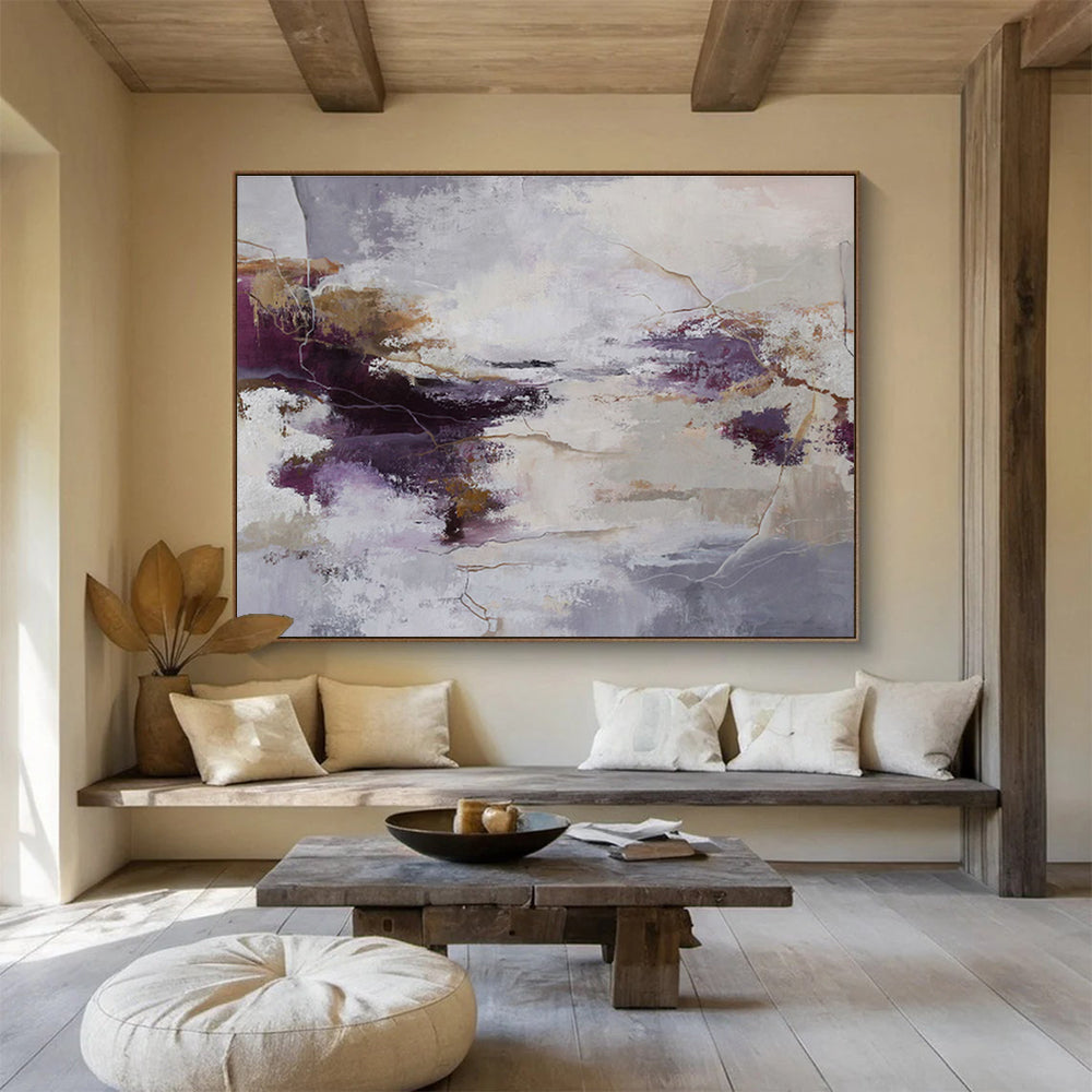 “Purple - Gold Abstract Mystique” Abstract Acrylic Painting On Canvas DKH516