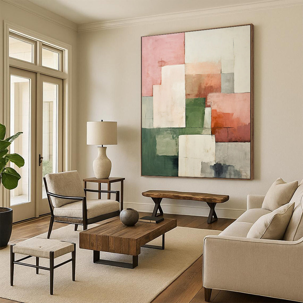 Pastel Geometric Collage - Minimalist Geometric Abstract Painting On Canvas CT2279