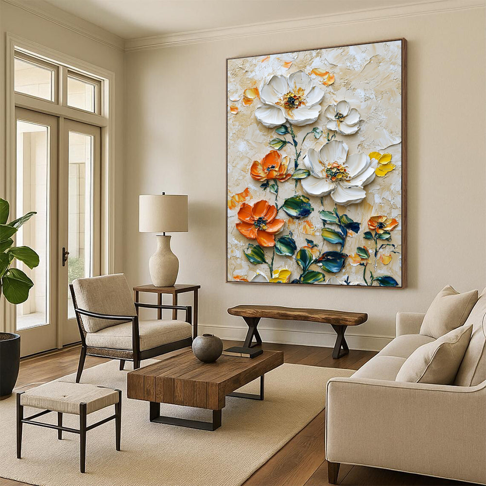 “3D Floral Burst” – Impasto Flower Oil Art CT2068