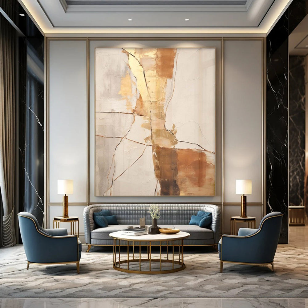 “Textured Gold and Neutral” – Textured Abstract Art CT1052