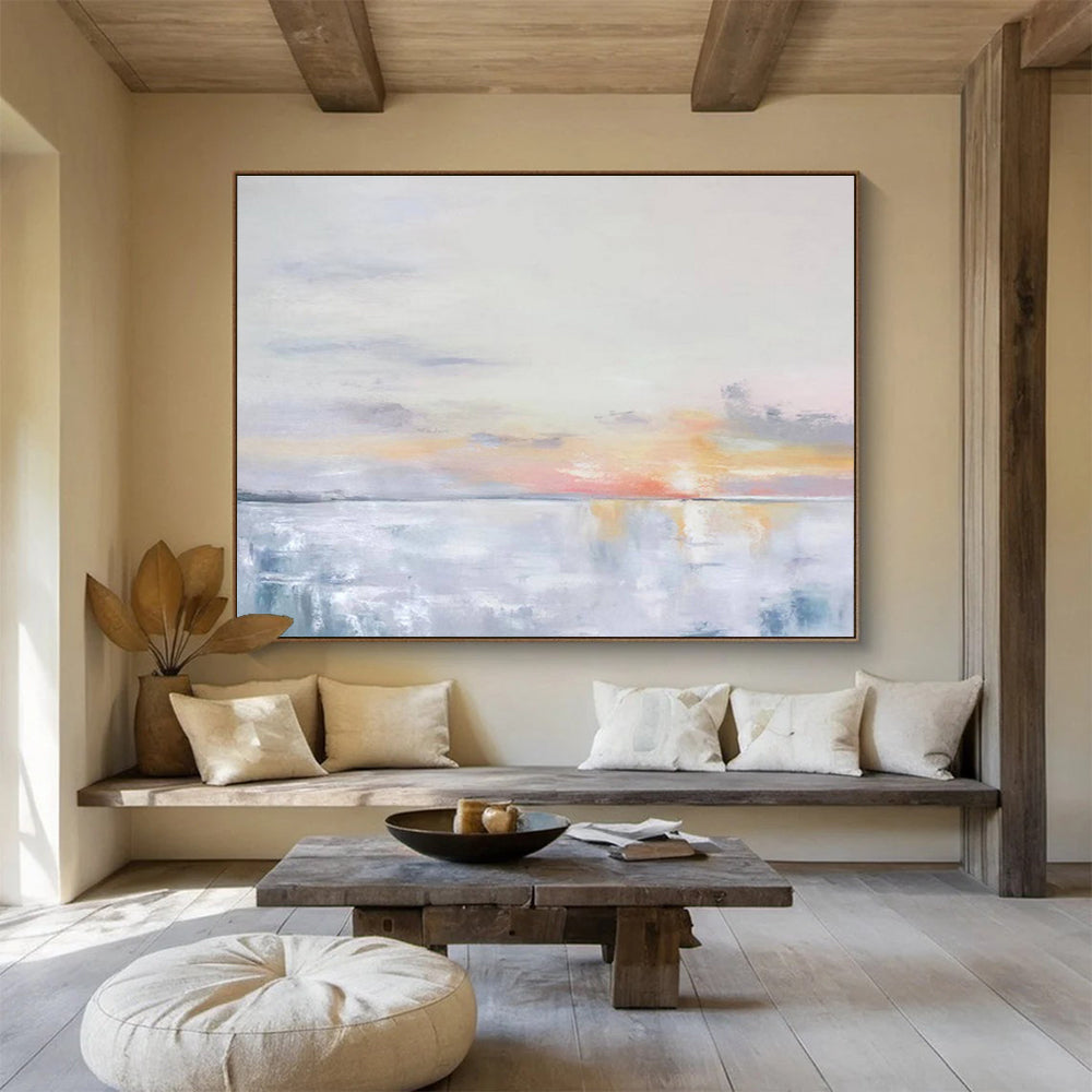 “Subtle Sunset Abstract” Abstract Minimalist Painting On Canvas DKH420