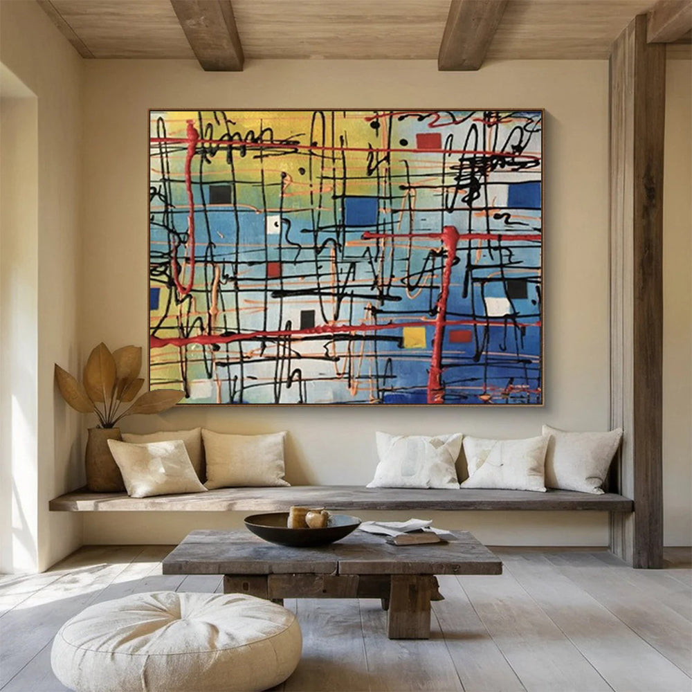 “Colorful Grid Abstract” - Dynamic Abstract Painting On Canvas DKH842