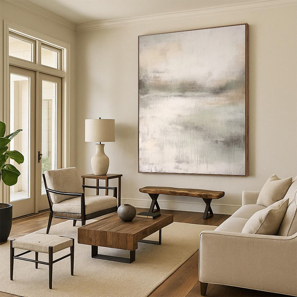 “Soft Gray Abstract Vista” - Subtle Landscape - Inspired Painting On Canvas DKH1668
