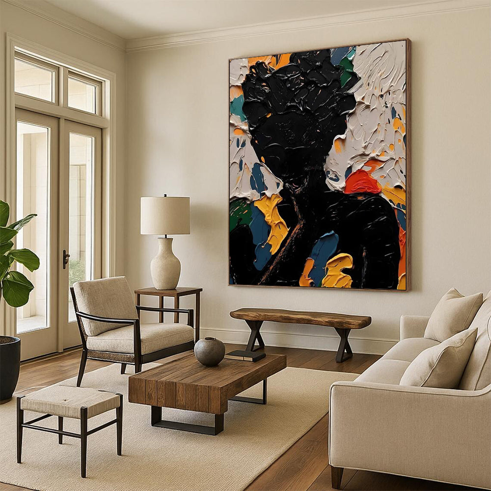 “Colorful Abstract Figure” - Multicolor, Textured Figurative Painting On Canvas DTP308