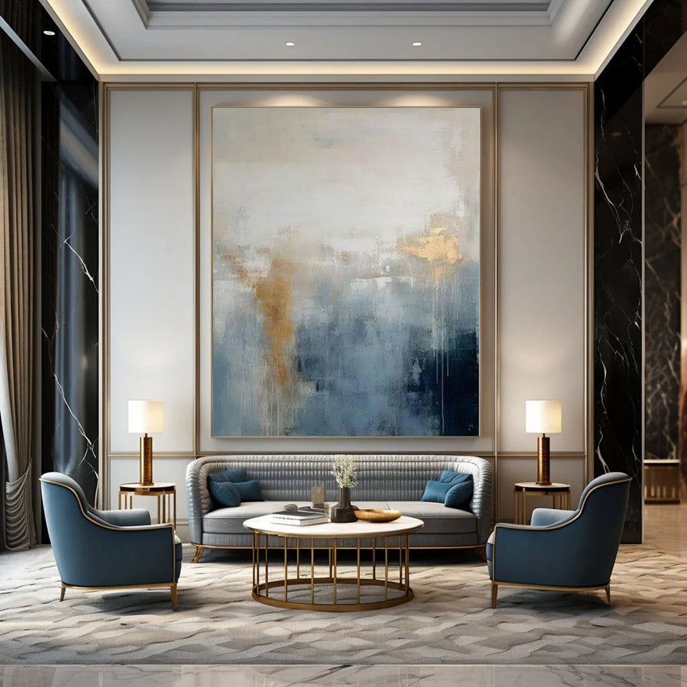 Blue - Gray Haze with Gold Flecks - Abstract Atmosphere Art CT1211
