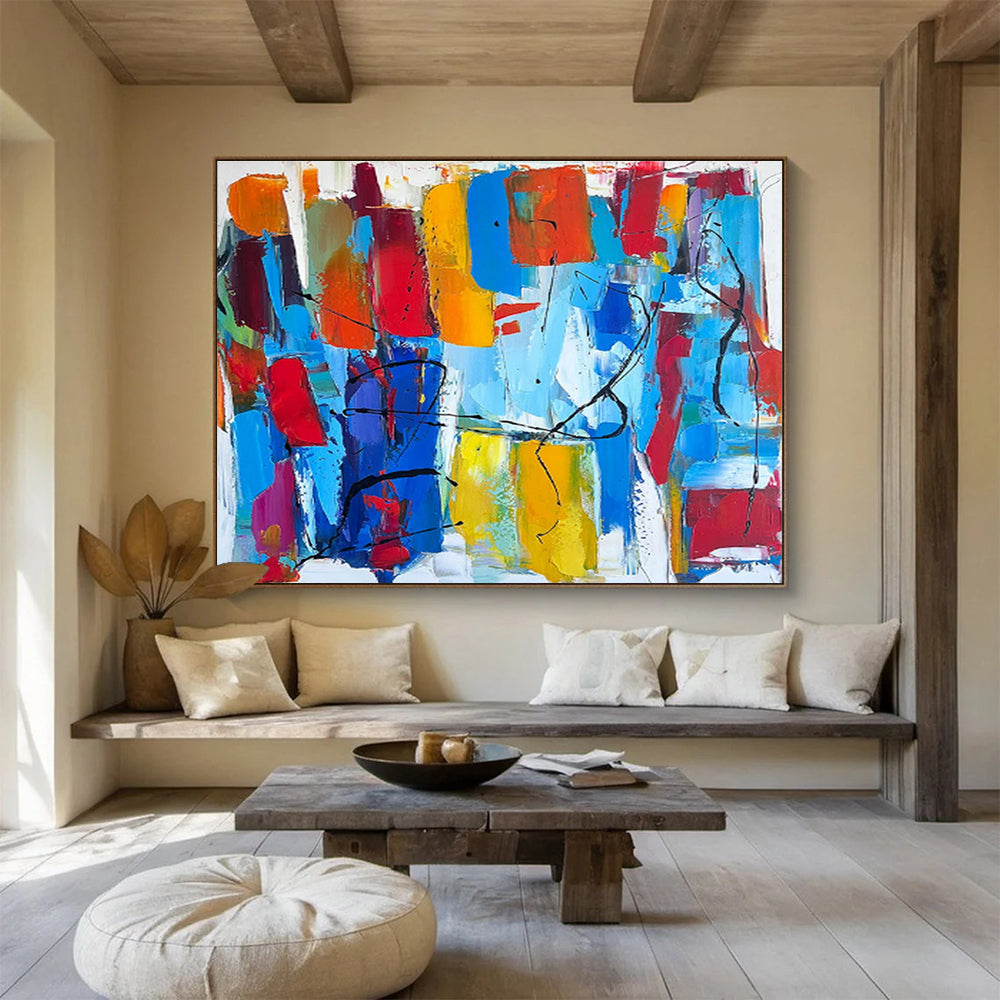 Colorful Abstract Blocks - Abstract Cubist - Inspired Painting On Canvas DKH605