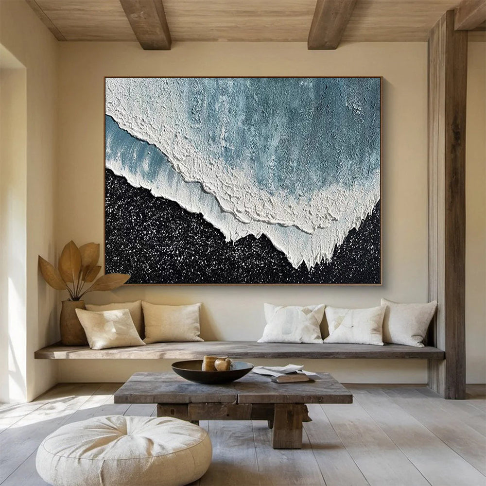 Textured Ocean Wave - Impasto Seascape Painting On Canvas DLZ207