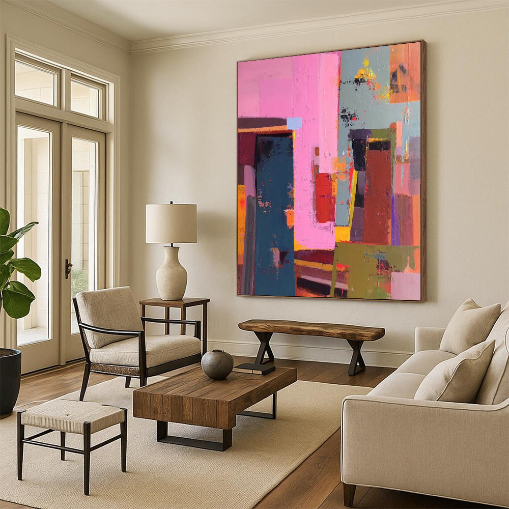 “Vibrant Cubist Blocks” - Abstract Cubist - Style Painting On Canvas DTP050