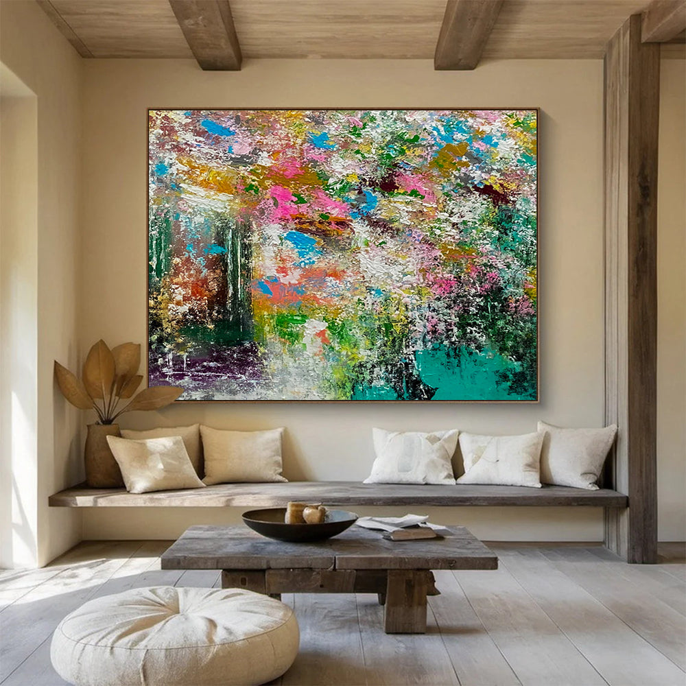 Vibrant Abstract Garden - Colorful Floral Abstract Painting On Canvas DKH919