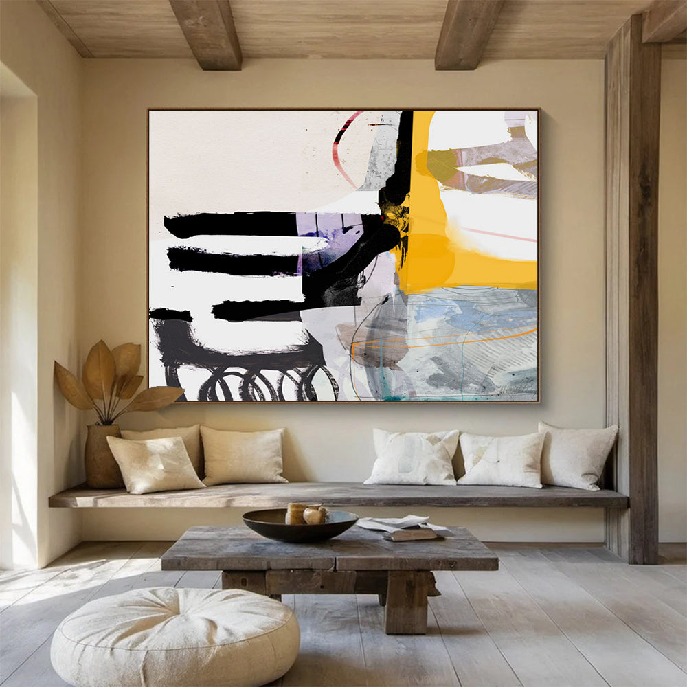 “Bold Color Block Collage” Modern Abstract Painting On Canvas DLZ112