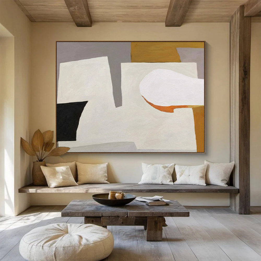Cool Tones & Abstract Stairs in Blue, Gray, and White, Architectural Abstract Painting On Canvas DKH577