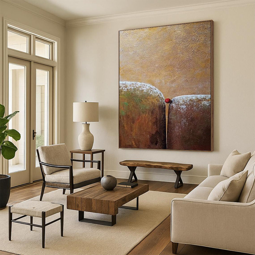 “Brown Textured Forms” - Surrealist Minimalist Painting On Canvas DTP033