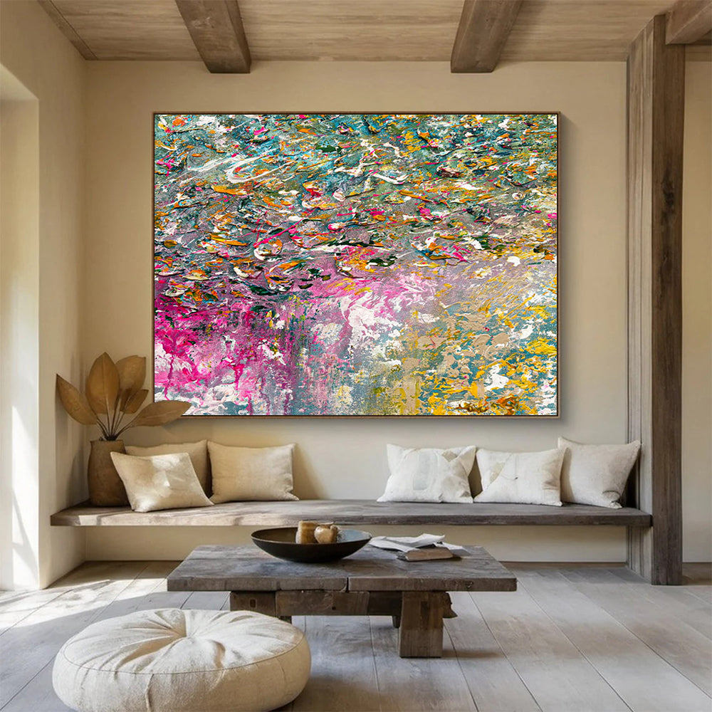 Colorful Textured Chaos - Multicolored Abstract Painting On Canvas DKH920