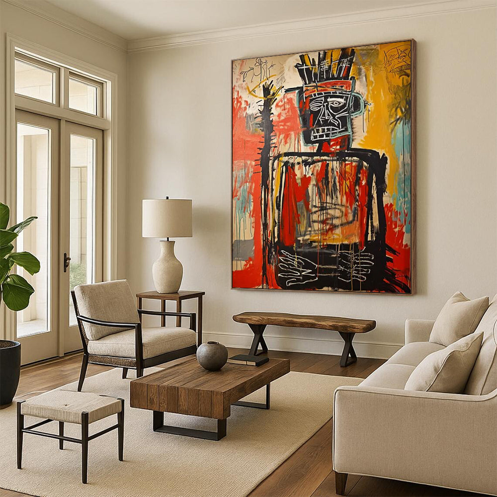 “Regal Tribal Figure” - Basquiat - Inspired Street Art Painting On Canvas DTP108