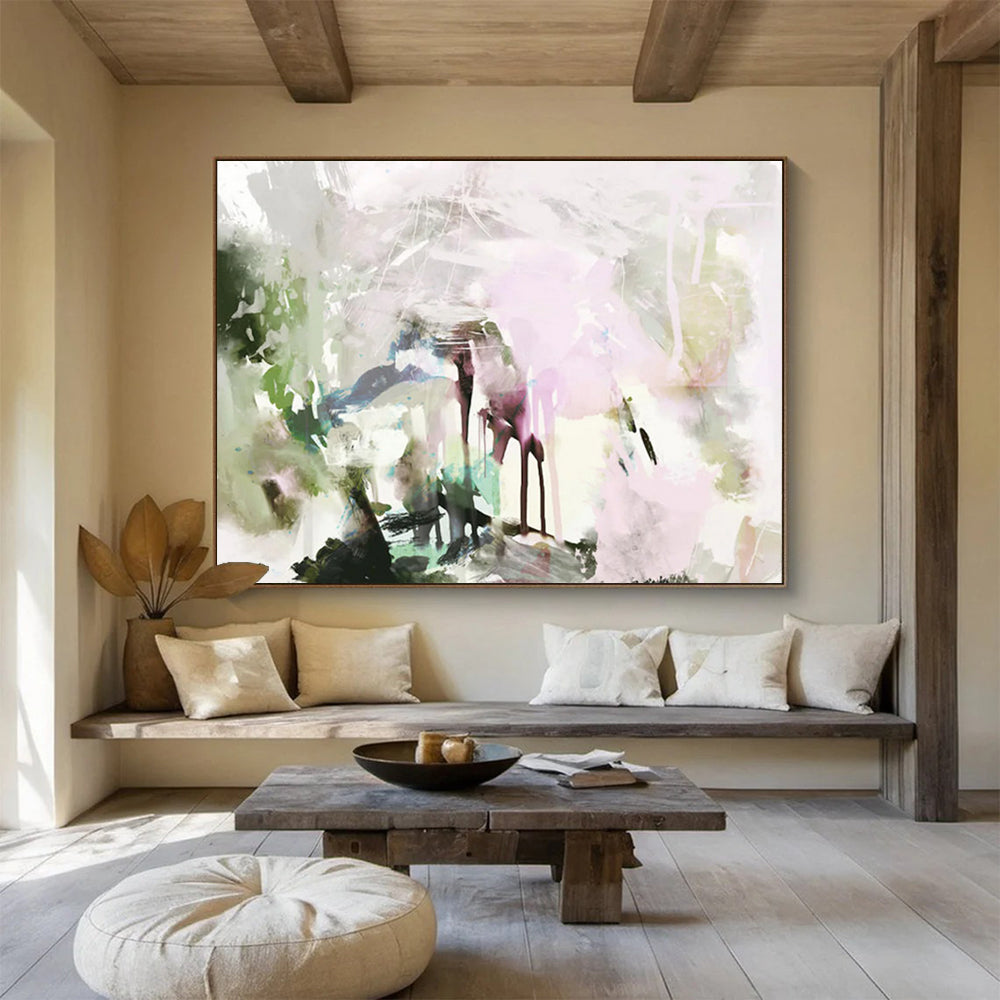 “Pastel Abstract Fusion” Soft - Hued Abstract Painting On Canvas DLZ111