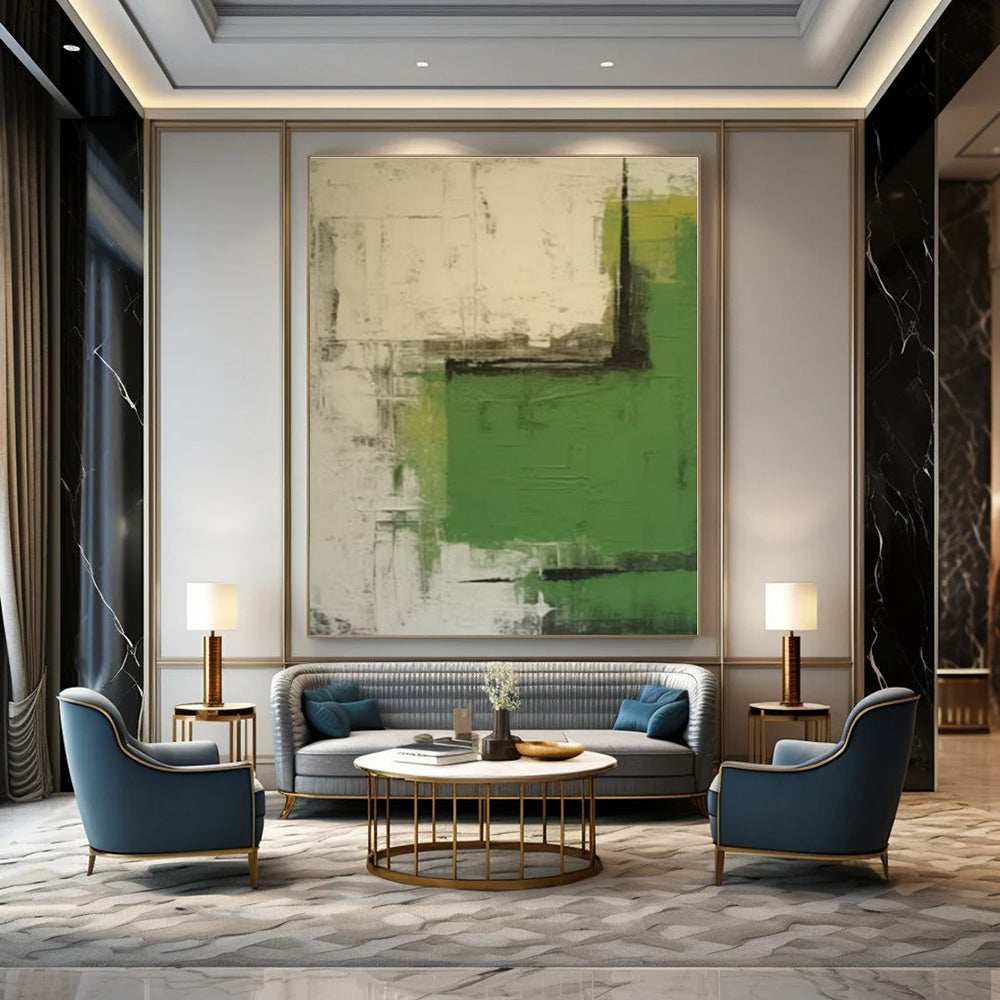 Green, Grey & Black Geometric - Abstract Geometric Acrylic On Canvas CT1297