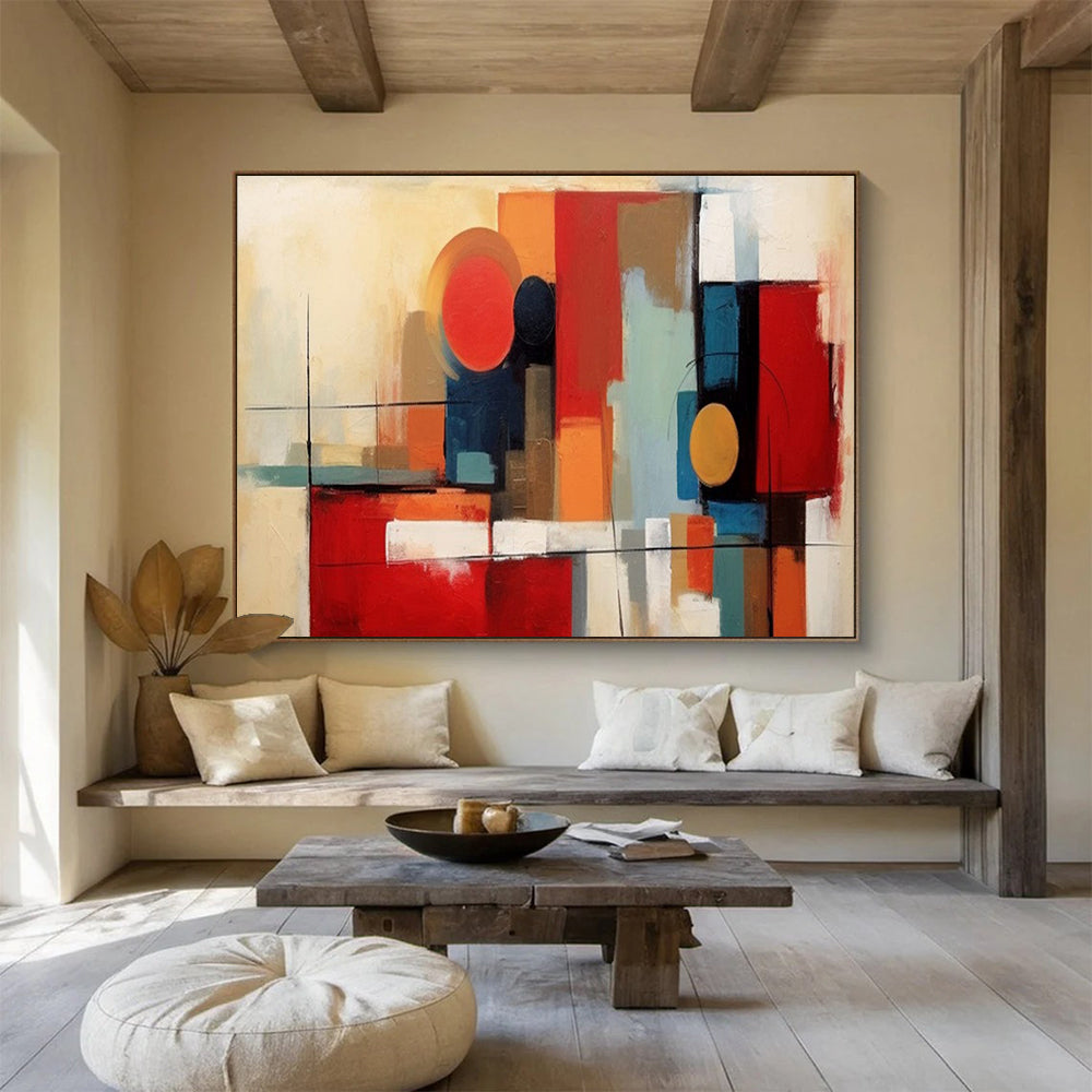 Geometric Abstract Shapes - Cubist - Inspired Painting On Canvas DLZ219