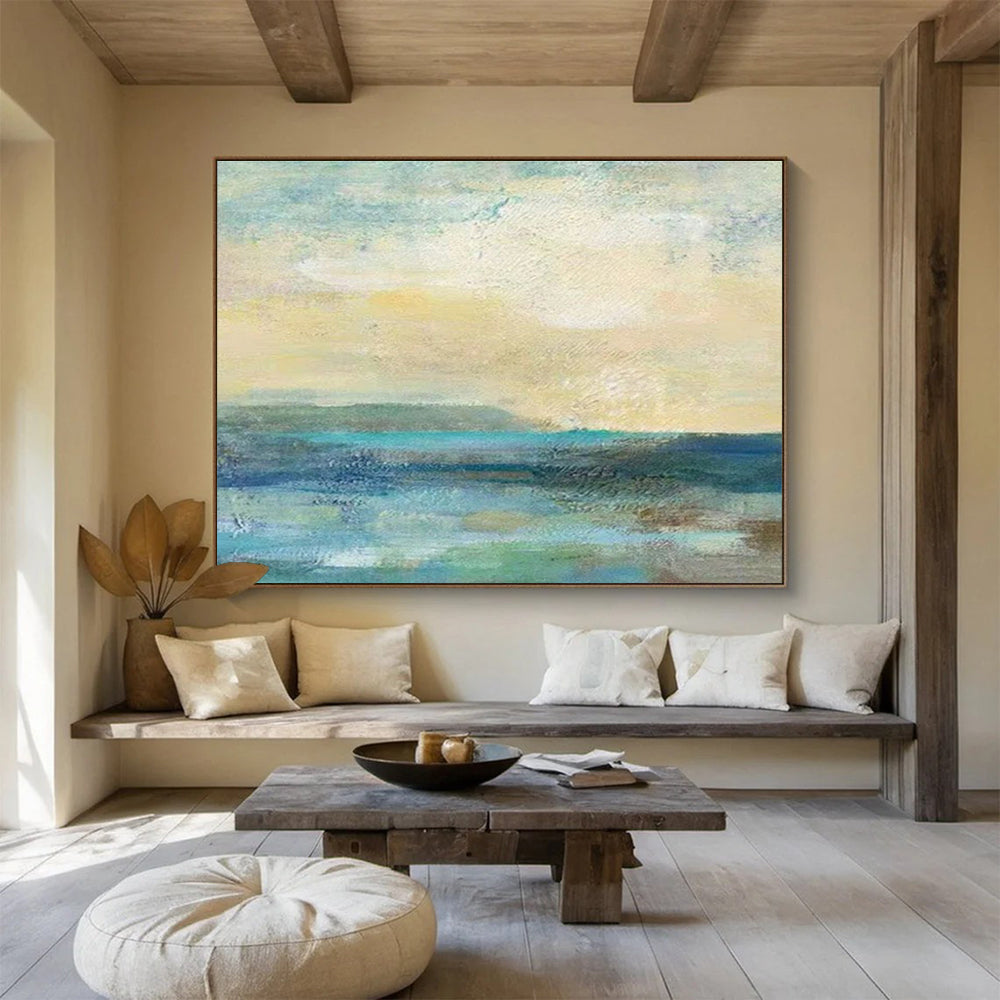 “Blue - Green Abstract Sea” Abstract Acrylic Painting On Canvas DKH435