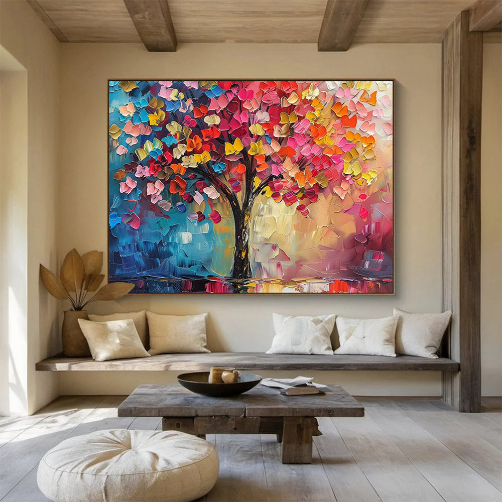 “Rainbow Tree of Life” - Symbolic Impasto Painting On Canvas DKH858