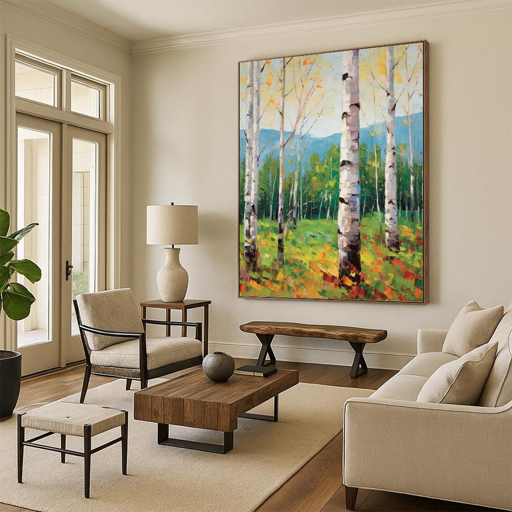 “Aspen Grove in Autumn” - Impressionistic Landscape Painting On Canvas DKH1059