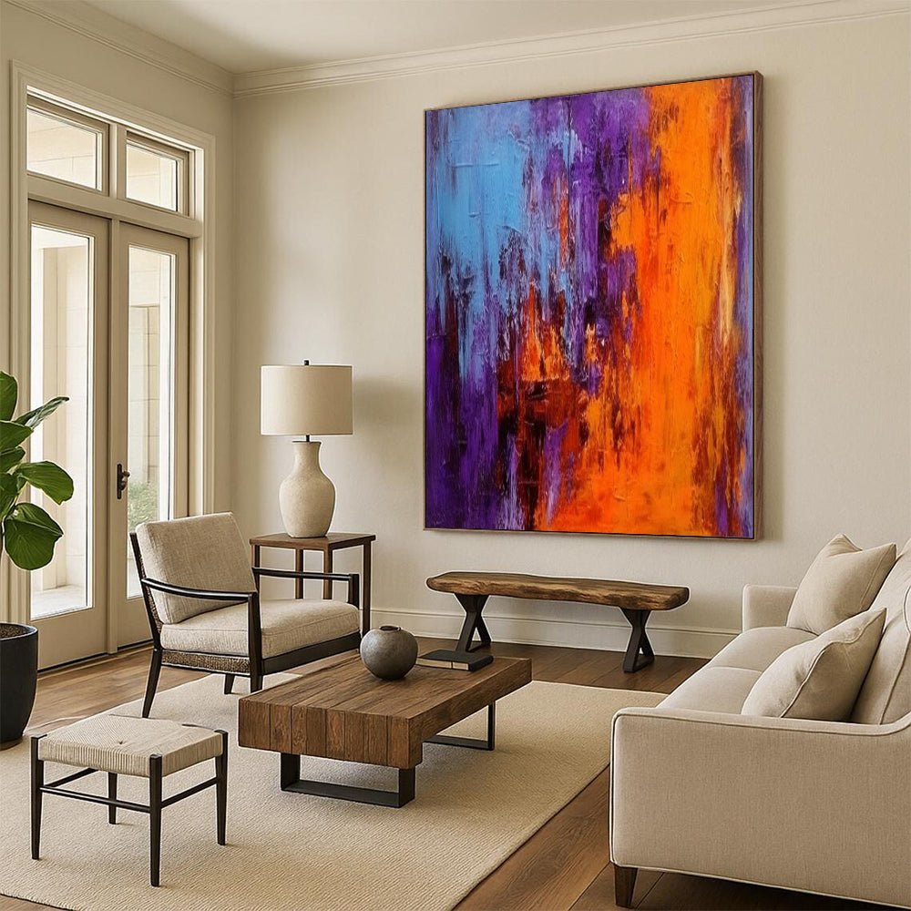 “Purple - Orange - Blue Abstract” - Abstract Expressionist Painting On Canvas DTP075