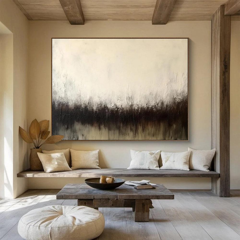 “Dark Brown & Gray Misty Forest” Abstract Landscape Painting On Canvas DKH333