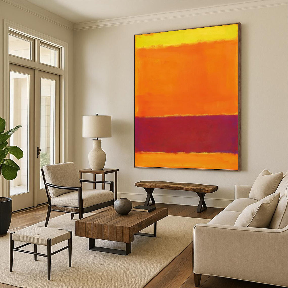 “Yellow, Orange & Purple Color Blocks” - Color Field Painting On Canvas DKH1607