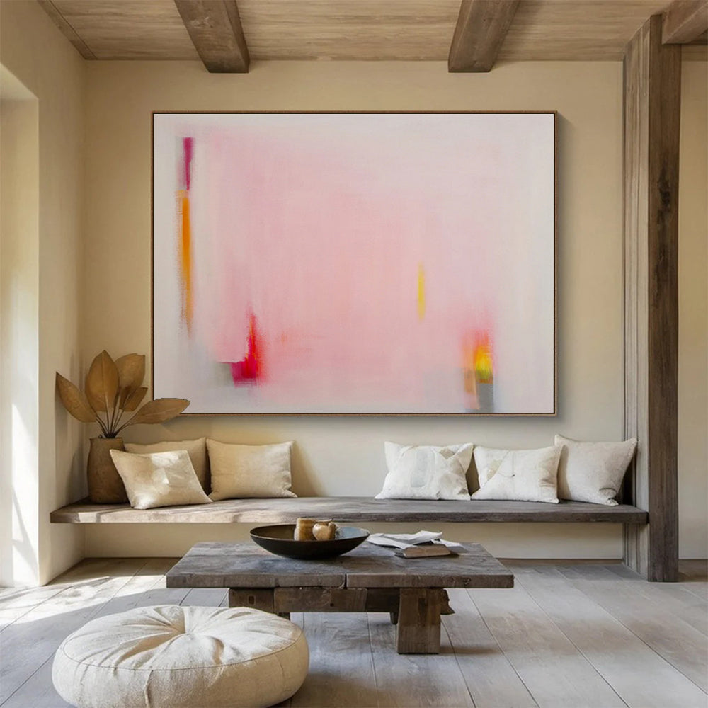 Minimalist Pink Abstract - Subtle Color Accents and Calm Composition Painting On Canvas DKH057