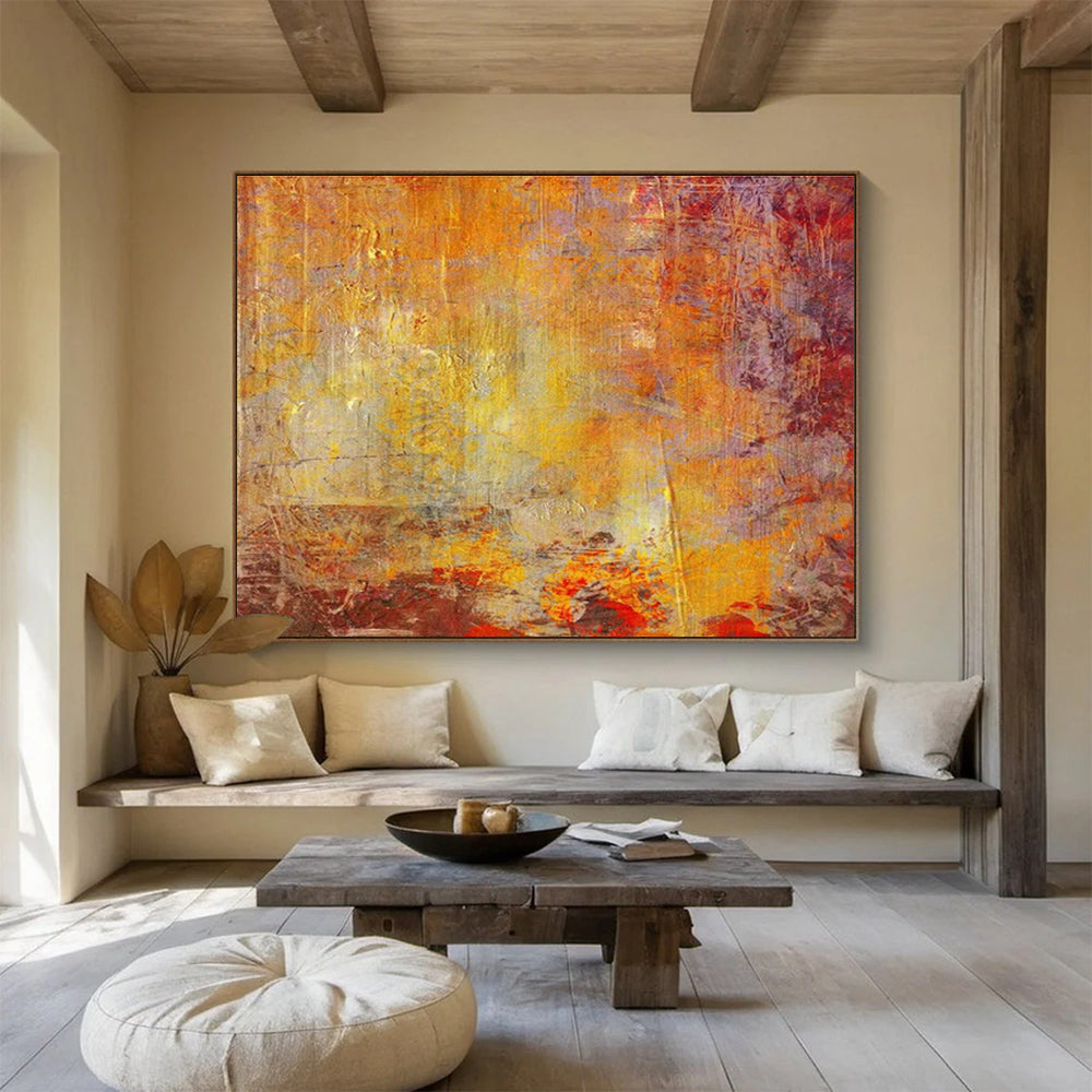 Warm Textured Abstract in Orange and Purple Painting On Canvas DKH192