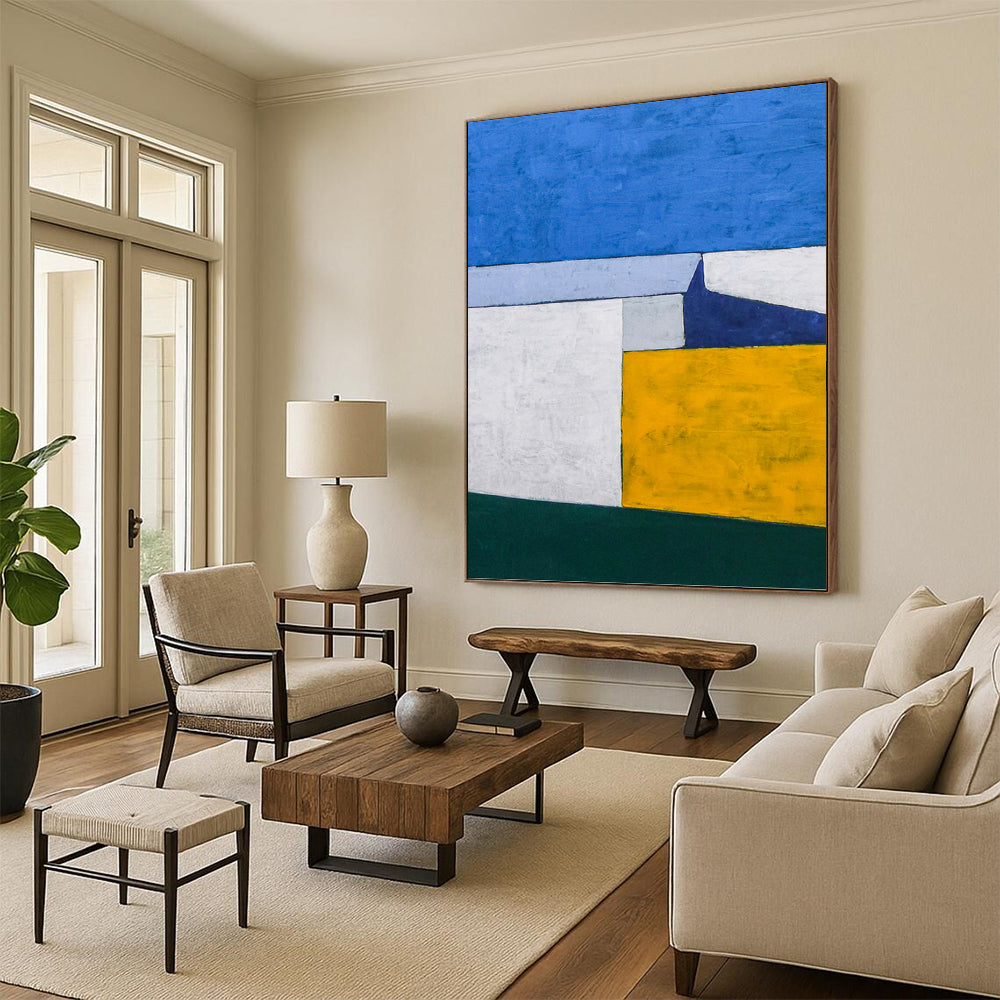 “Color - Blocked Geometric Abstract” - Minimalist Abstract Painting On Canvas DKH1095