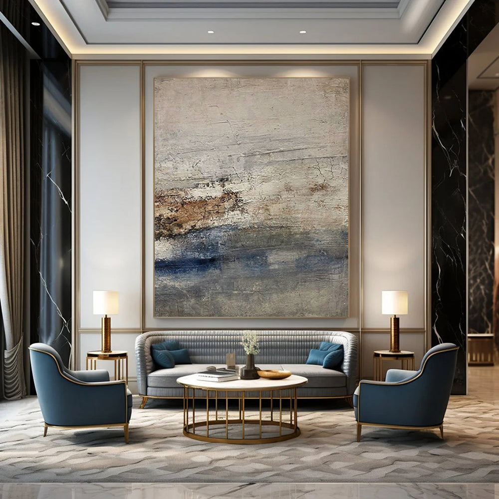 “Gray - Brown & Blue Textured Seascapes” – Abstract Seascape Art CT0976