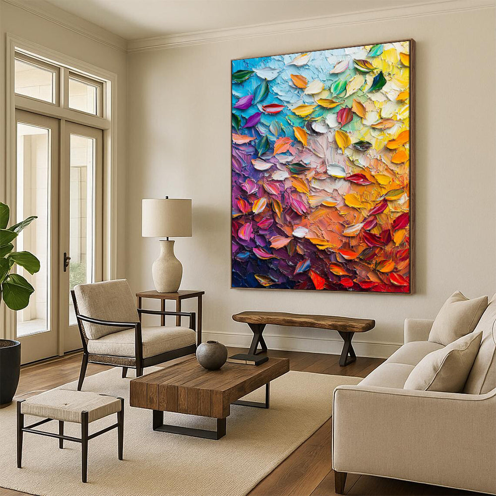 “Colorful Petal Mosaic” – Impasto Floral Oil Creation CT2071