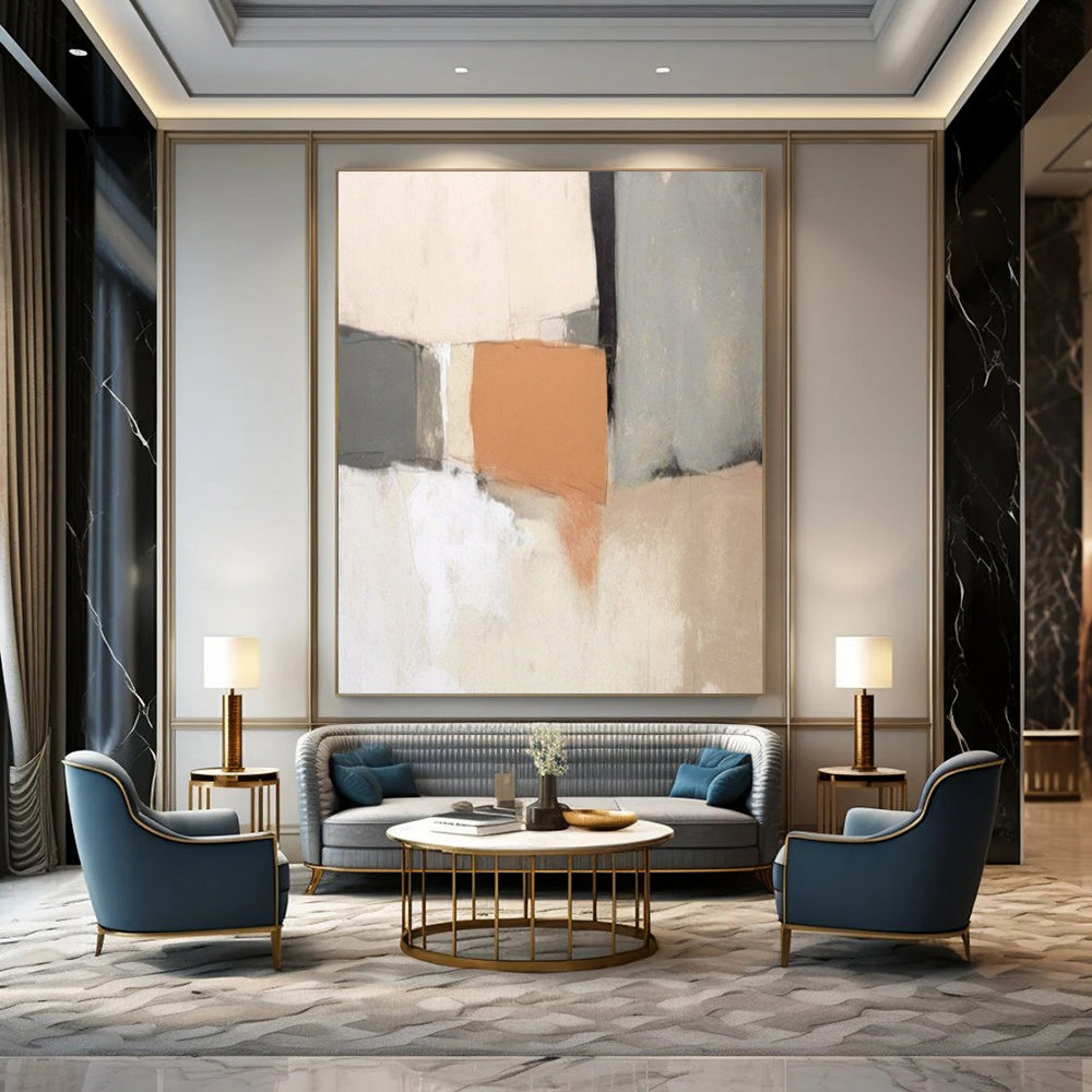 “Earth - Tone Geometric Collage” – Minimalist Abstract Art CT1040