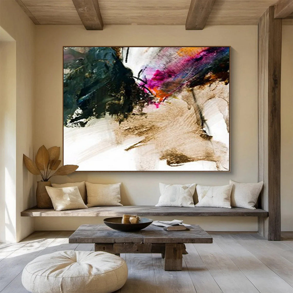 “Colorful Abstract Gesture” Abstract Action Painting On Canvas DKH394