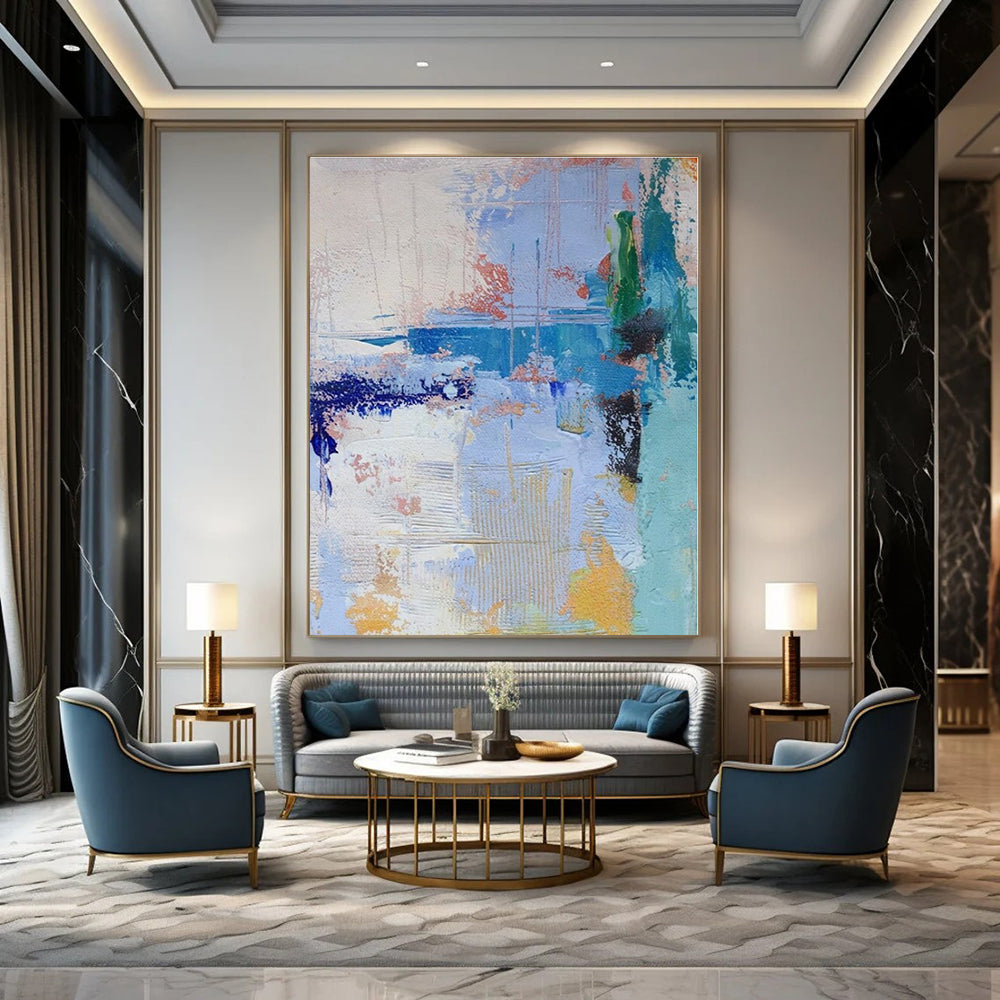 Blue - based Colorful Abstract - Abstract Expressionist Acrylic Painting CT1386