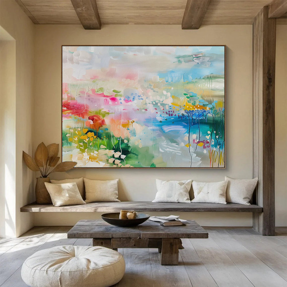 “Colorful Garden Abstract” Abstract Acrylic Painting On Canvas DKH480