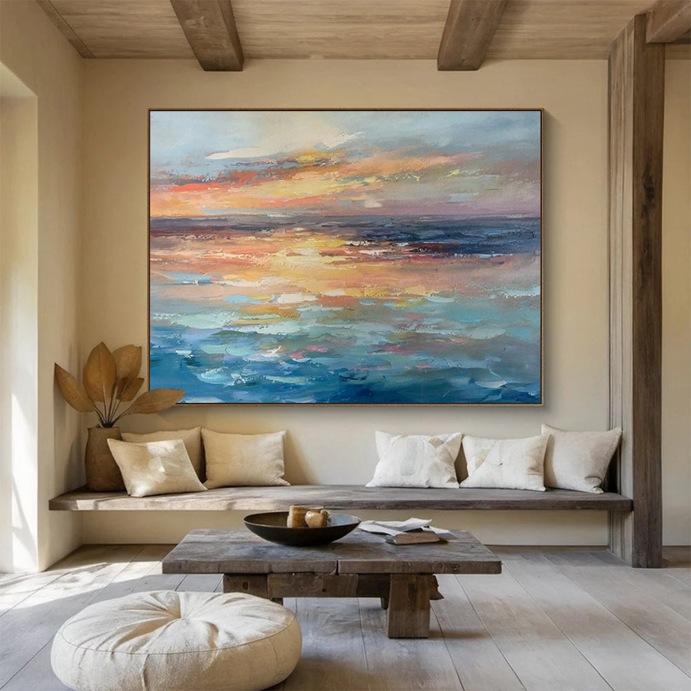 Colorful Sunset and Ocean “Dreamy Coastal Twilight” Painting On Canvas DKH119