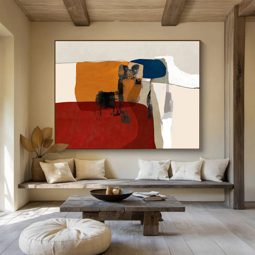 “Color Block Abstraction: Warm Tones” Abstract Modern Painting On Canvas DKH357